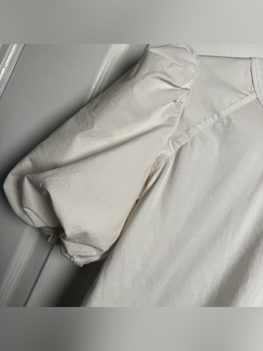 Veronica Beard Morrison Puff Sleeve Top White Cotton Size Small - Picture 6 of 10